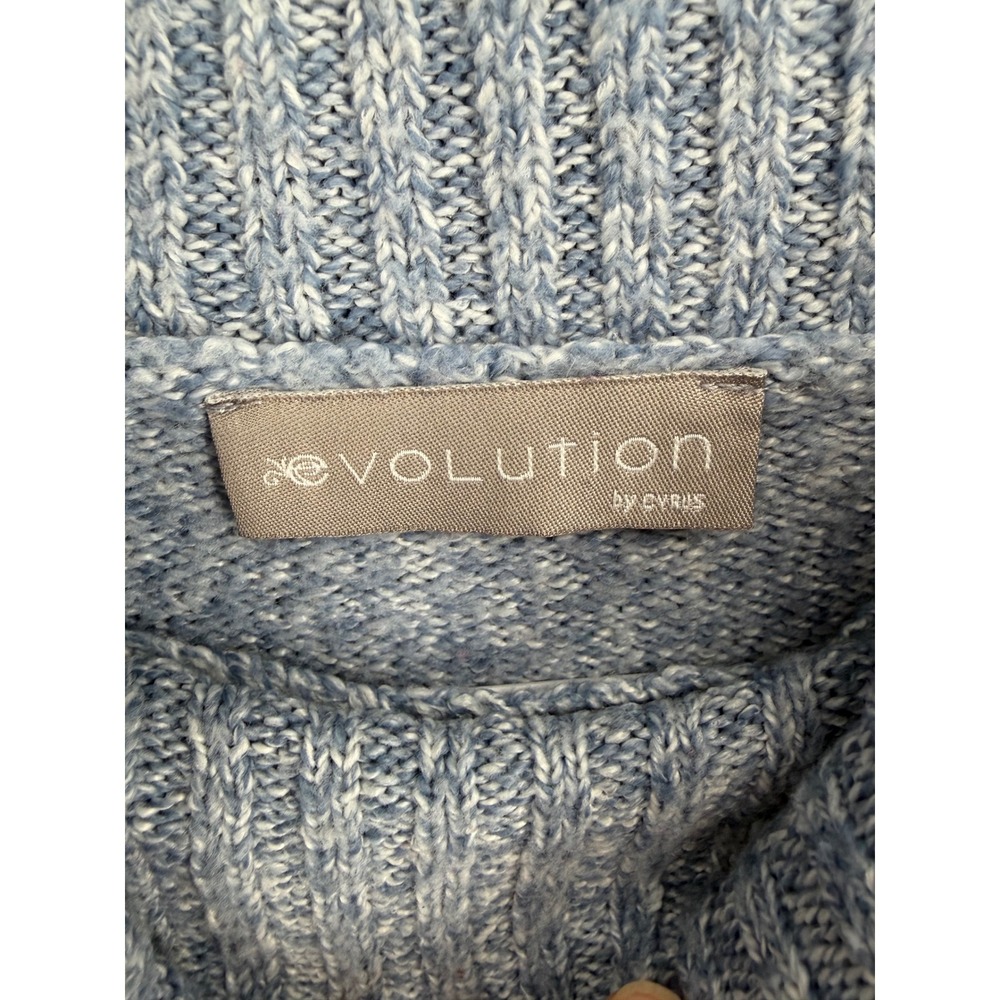 Evolution by Cyrus Womens Sweater Blue Marled Cowl Neck Knit Small - Picture 5 of 7